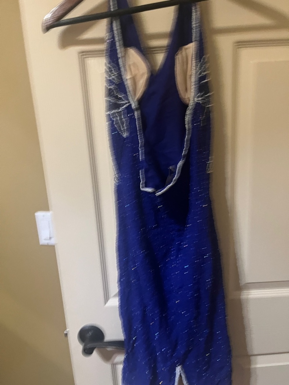 Royal Blue Beaded V-Neck Prom Dress - Picture 3 of 3